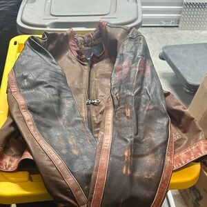 Harley-Davidson Brown and Black Leather Bomber Jacket